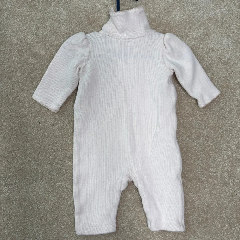 RALPH LAUREN Romper Outfit Size 3M‎ Pink Knit 100% Cotton Embroidered Pony